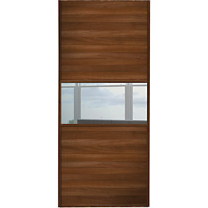 Spacepro Sliding Wardrobe Door Fineline Walnut Panel & Mirror