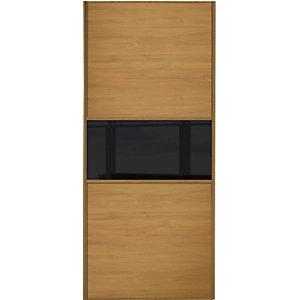 Spacepro Sliding Wardrobe Door Fineline Oak Panel & Black Glass