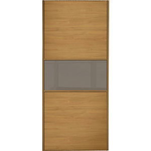 Spacepro Sliding Wardrobe Door Fineline Oak Panel & Cappuccino Glass