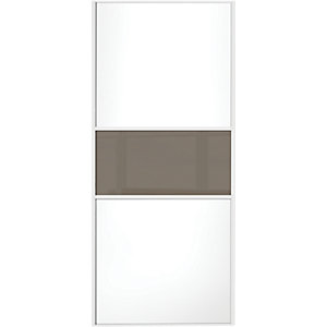 Spacepro Sliding Wardrobe Door Fineline White Panel  Cappuccino Glass - 2220 x 914mm