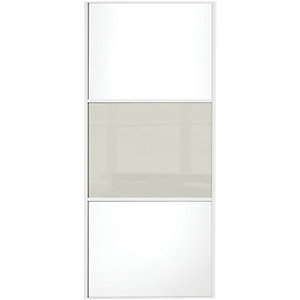 Spacepro Sliding Wardrobe Door Wideline White Panel & Arctic White Glass