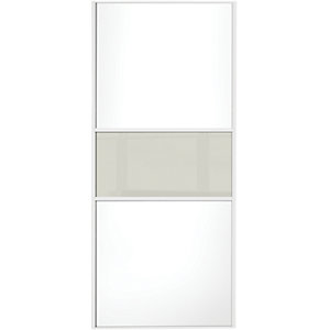 Spacepro Sliding Wardrobe Door Fineline White Panel & Arctic White Glass