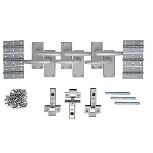 Wickes Contract Straight Latch Door Handle Set - Satin Aluminium 3 Pairs