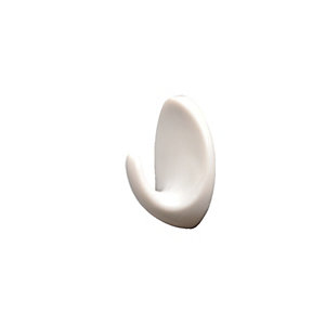 Wickes Small Adhesive Hooks - White Pack of 4