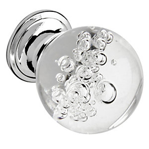 Wickes Bubbled Glass Door Knob - Chrome 30mm Pack of 4