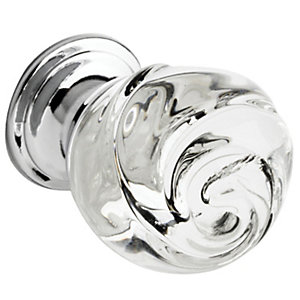Wickes Rose Shaped Glass Door Knob - Chrome 30mm Pack of 4
