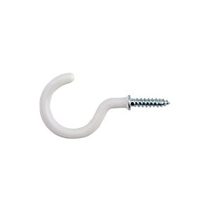 Wickes Round Cup Hook - White Pack of 25