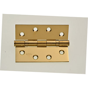 Wickes Grade 11 Ball Bearing Hinge - Polished Brass 102mm Pack of 2