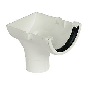 Image of FloPlast 112mm Round Line Gutter Stop End Outlet - White