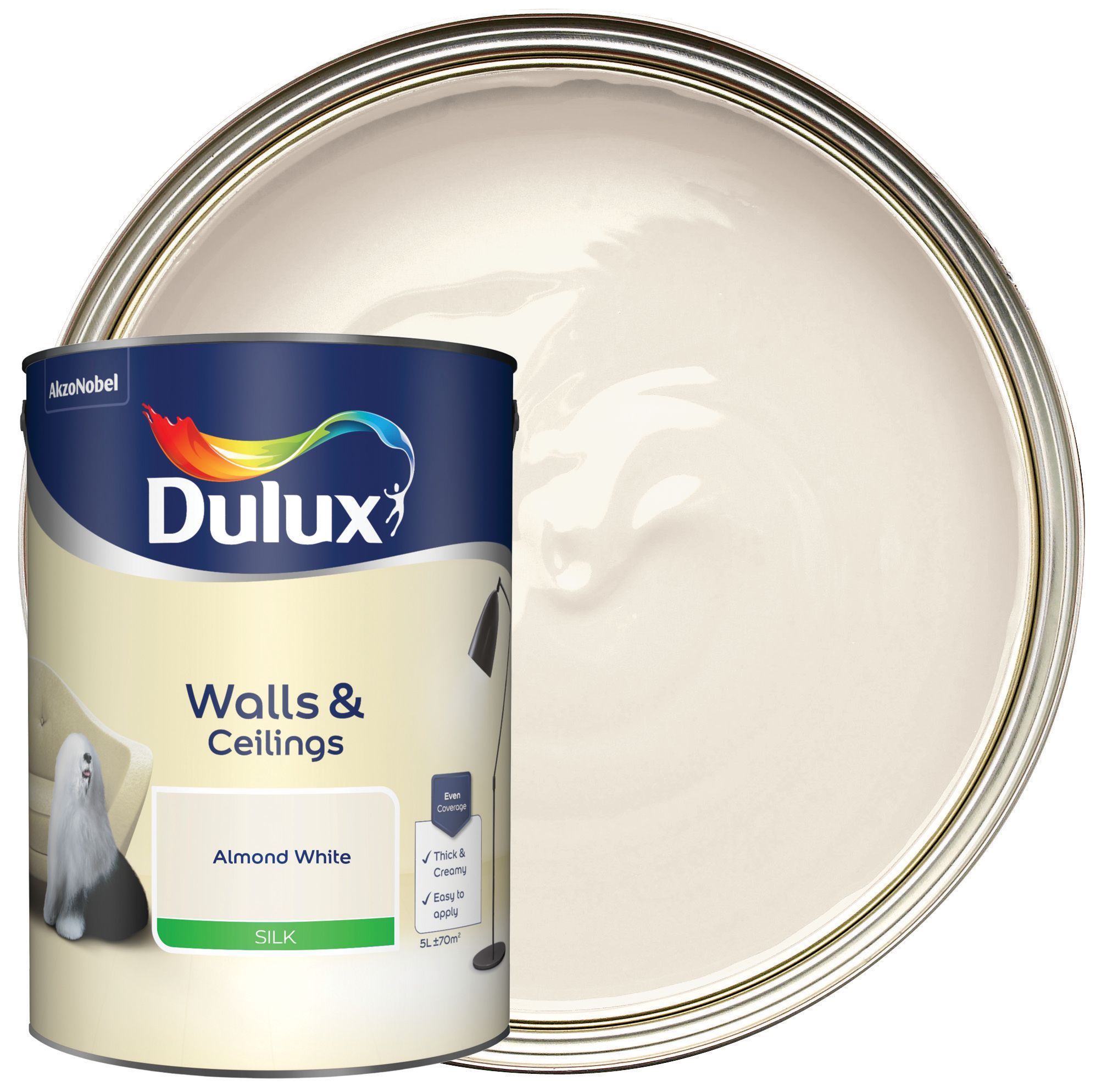 Dulux Silk Emulsion Paint - Almond White - 5L
