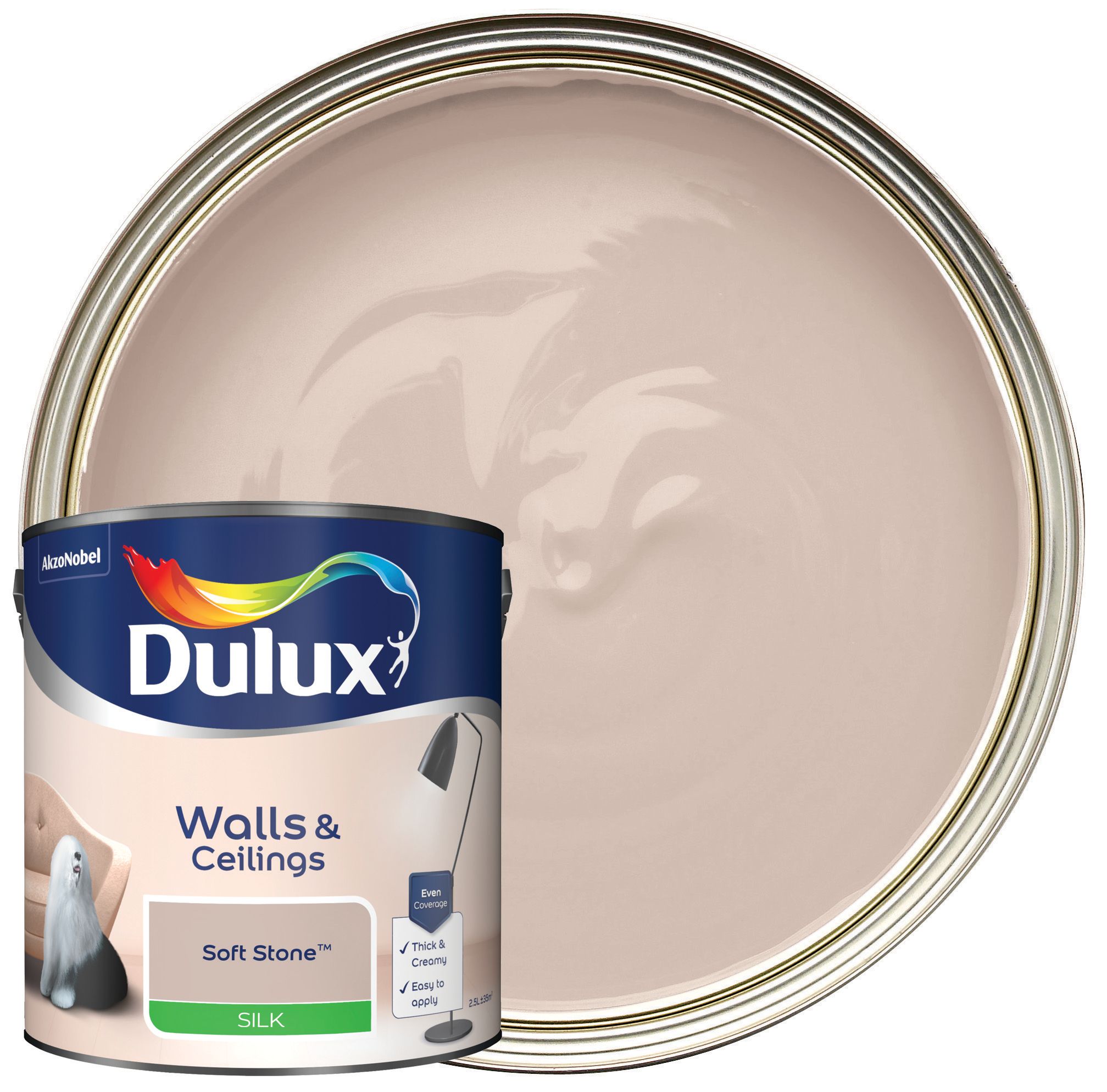 Dulux Silk Emulsion Paint - Soft Stone - 2.5L