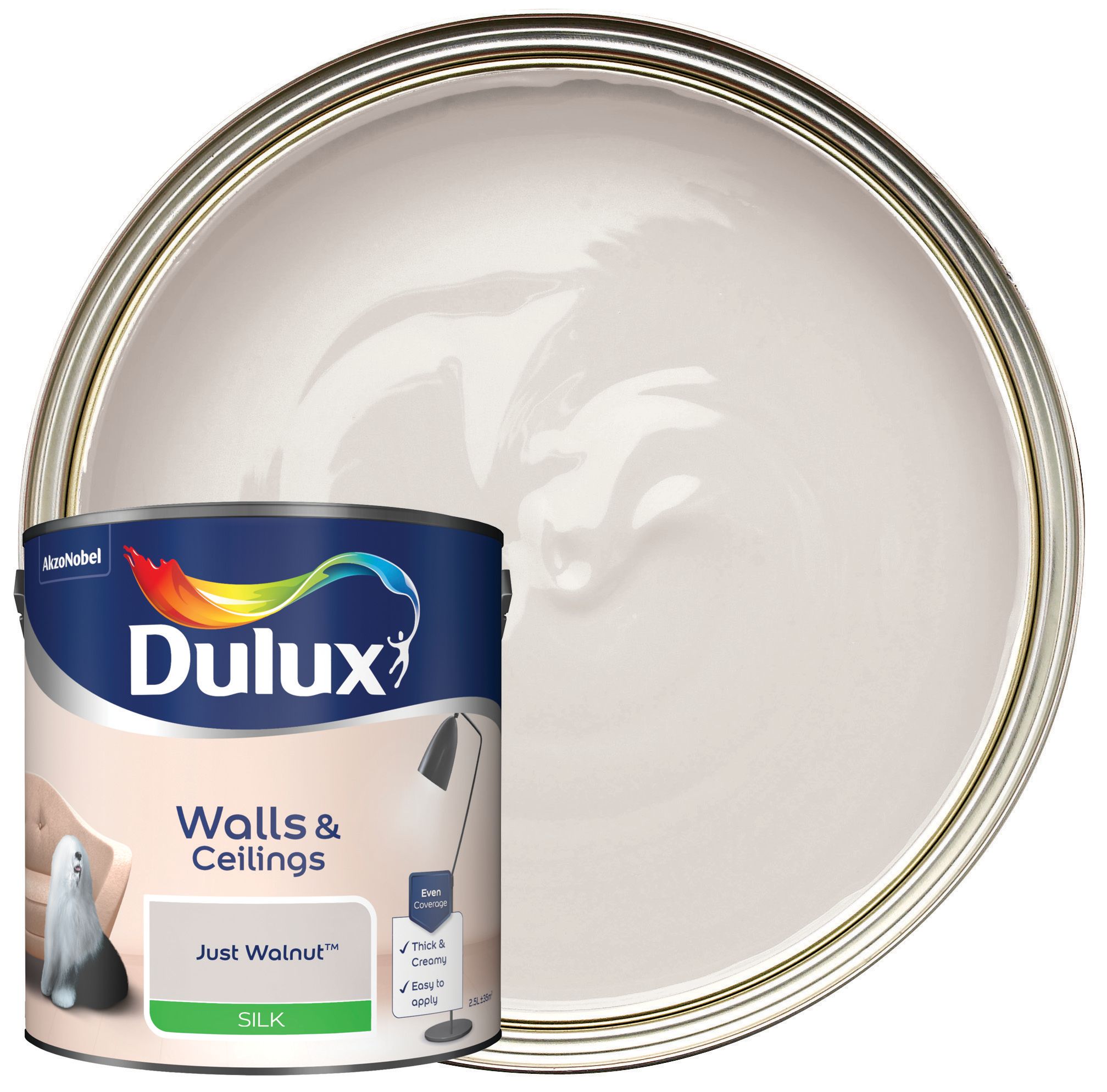 Dulux Silk Emulsion Paint - Just Walnut - 2.5L