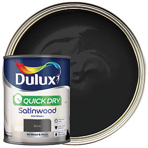 Dulux Quick Dry Satinwood Paint - Black - 750ml
