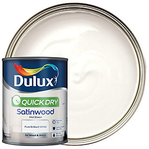 Dulux Quick Dry Satinwood Paint - Pure Brilliant White 750ml