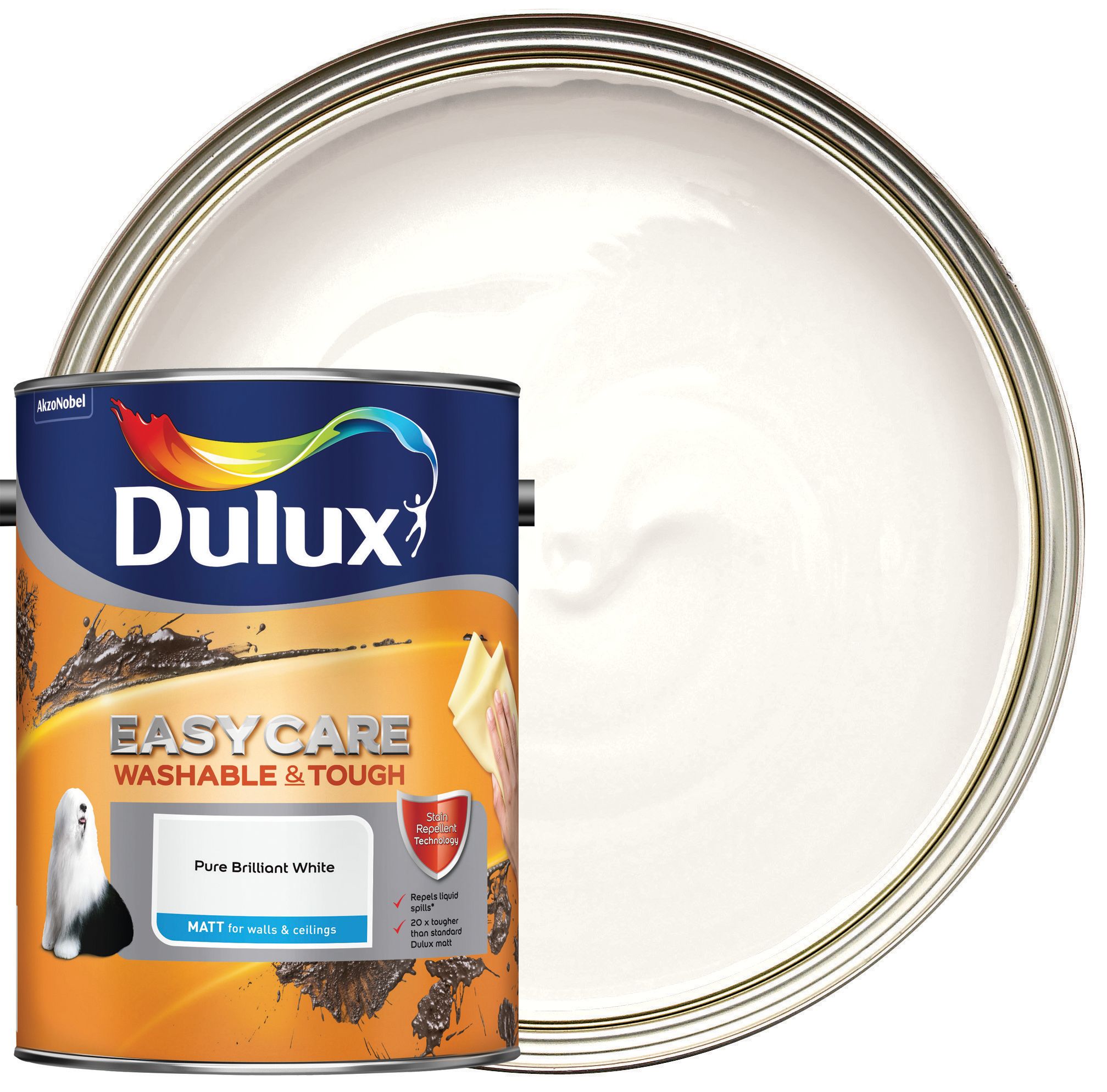 Dulux Easycare Washable & Tough Matt Paint Pure Brilliant White - 5L