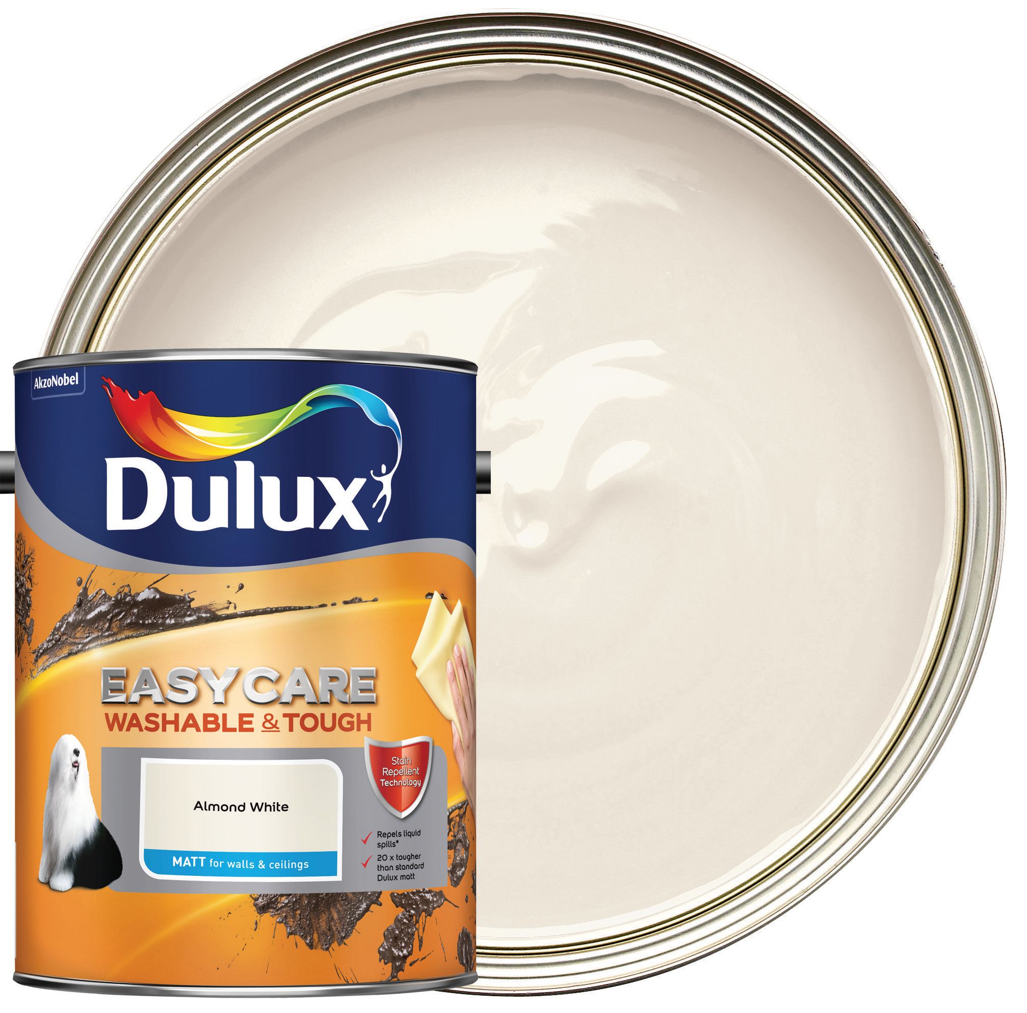 Dulux Easycare Washable & Tough Matt Emulsion Paint - White Cotton - 2.5L