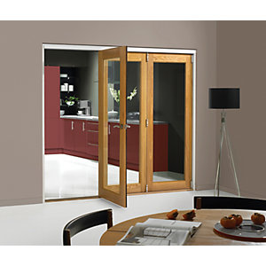 Wickes Belgrave Fully Glazed Oak 1 Lite Internal Bi-Fold 3 Door Set - 2074mm x 1790mm