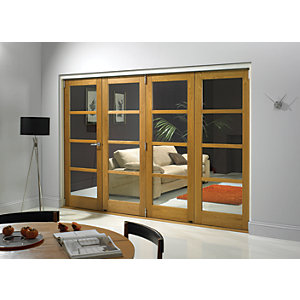Wickes Belgrave Fully Glazed Oak 4 Lite Internal BiFold 4 Door Set - 2074mm x 2990mm