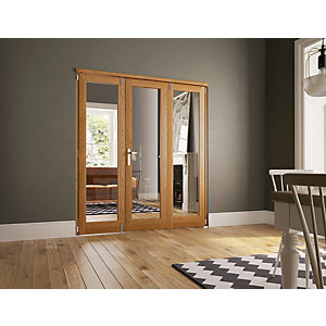 Wickes Newbury Fully Glazed Oak 1 Lite Internal Bi-Fold 3 Door Set - 2007mm x 1790mm