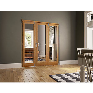 Wickes Newbury Fully Glazed Oak 1 Lite Internal Bi-Fold 3 Door Set - 2007mm x 2090mm