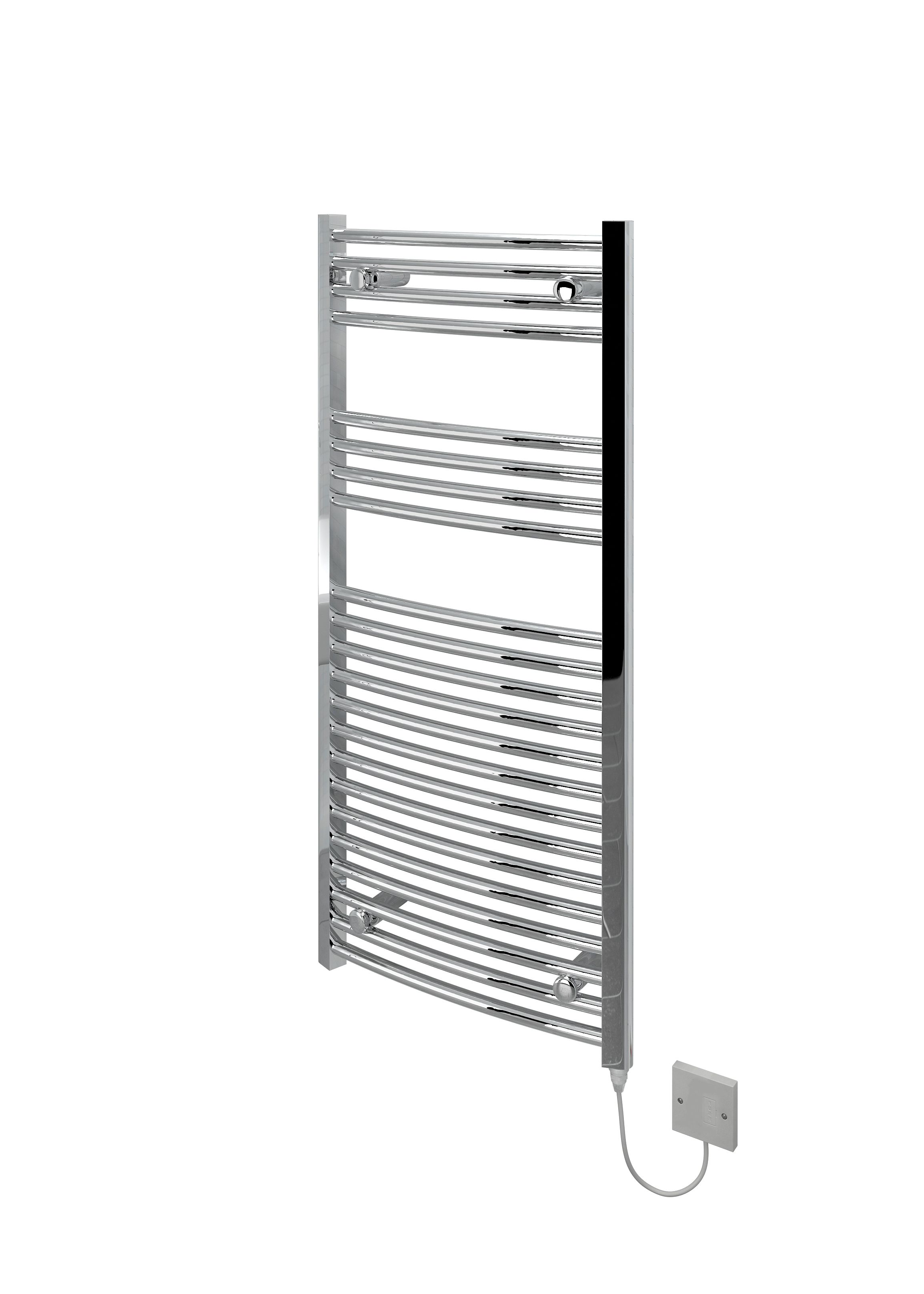 Kudox Curved Electric Towel Radiator - Chrome 500 x 1100 mm