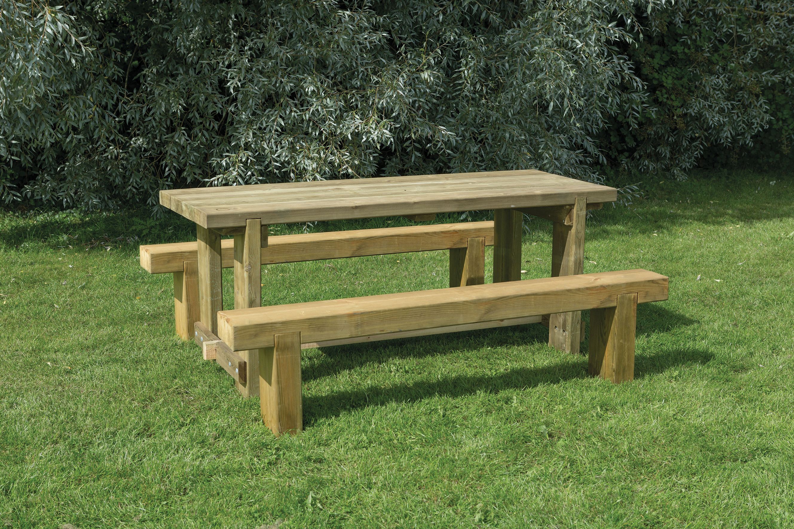 Forest Garden Sleeper Garden Bench And Table Set 1.8m