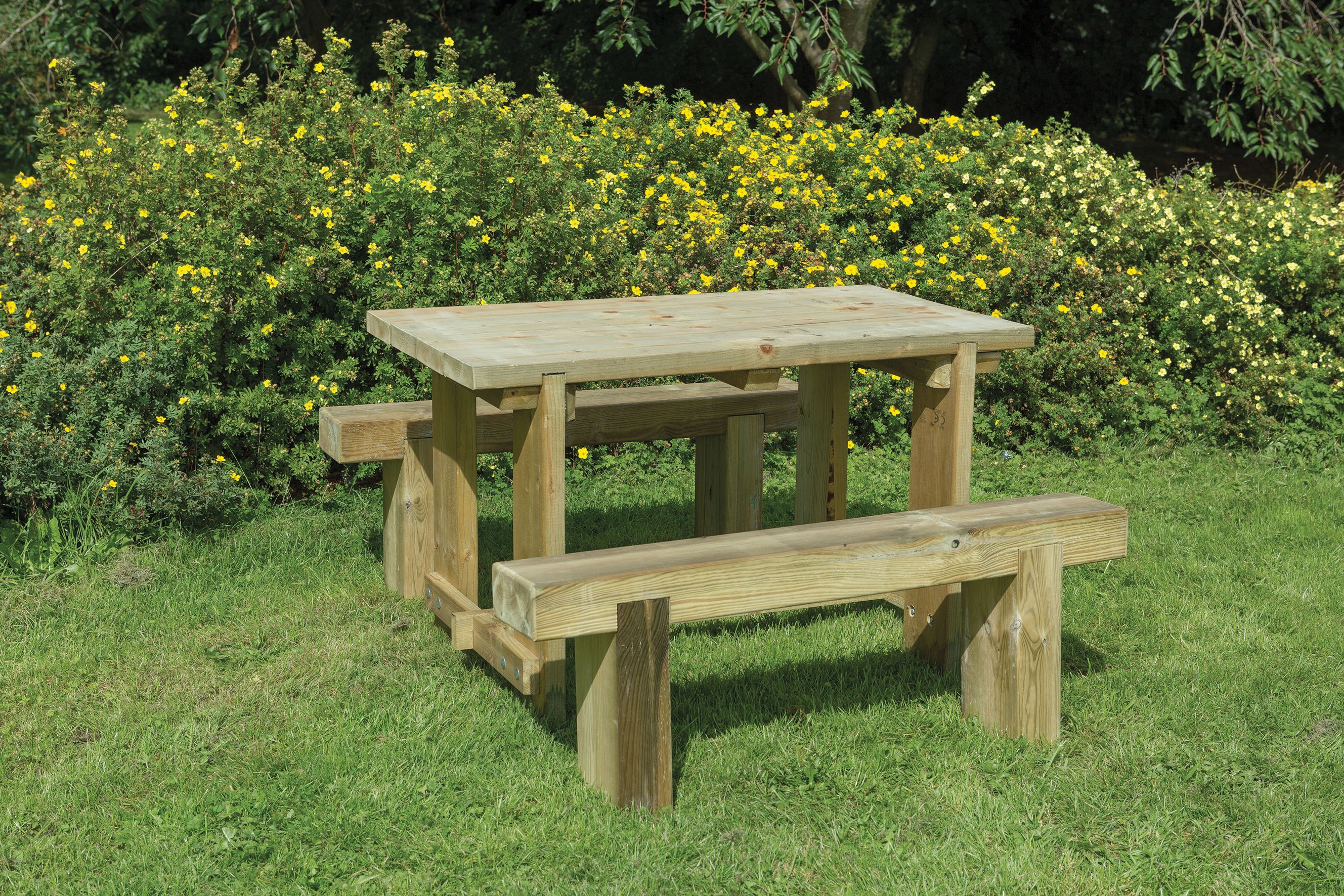 Forest Garden Sleeper Garden Bench And Table Set 1.2m