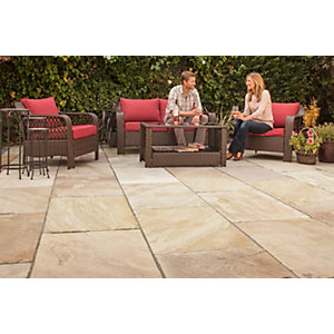 Marshalls Indian Sandstone Riven Brown Paving Slab Mixed Size - 18.28m2 pack