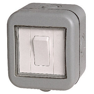 Masterplug IP55 10A Single Exterior 2 Way Switch - Grey