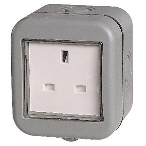 Masterplug IP55 13A Single Exterior Unswitched Socket - Grey