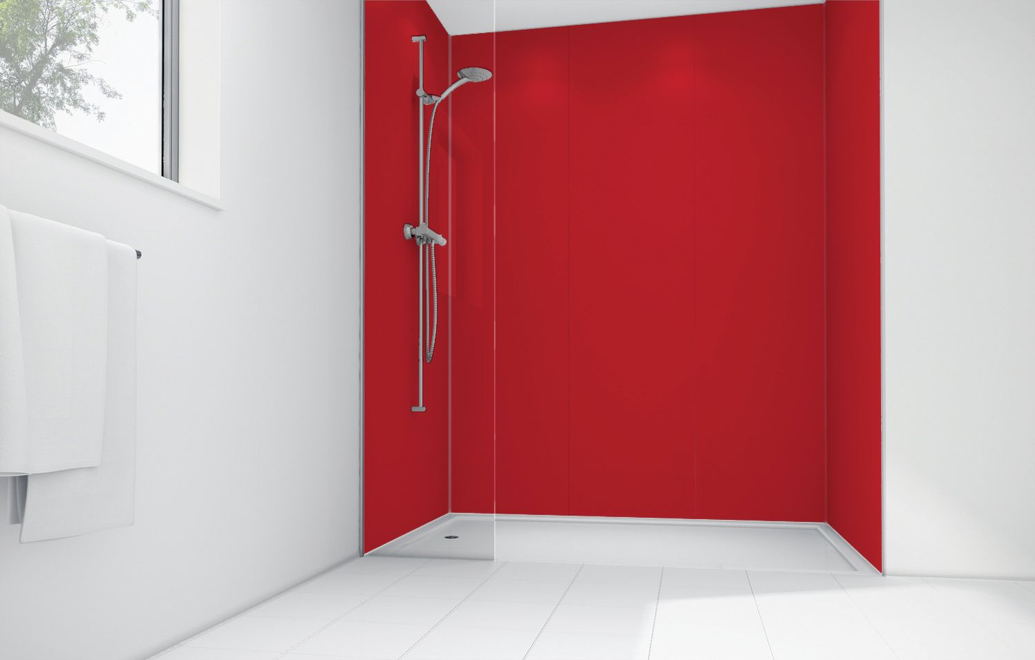 Mermaid Crimson Matt Acrylic 3 sided Shower Panel Kit 900mm x 900mm