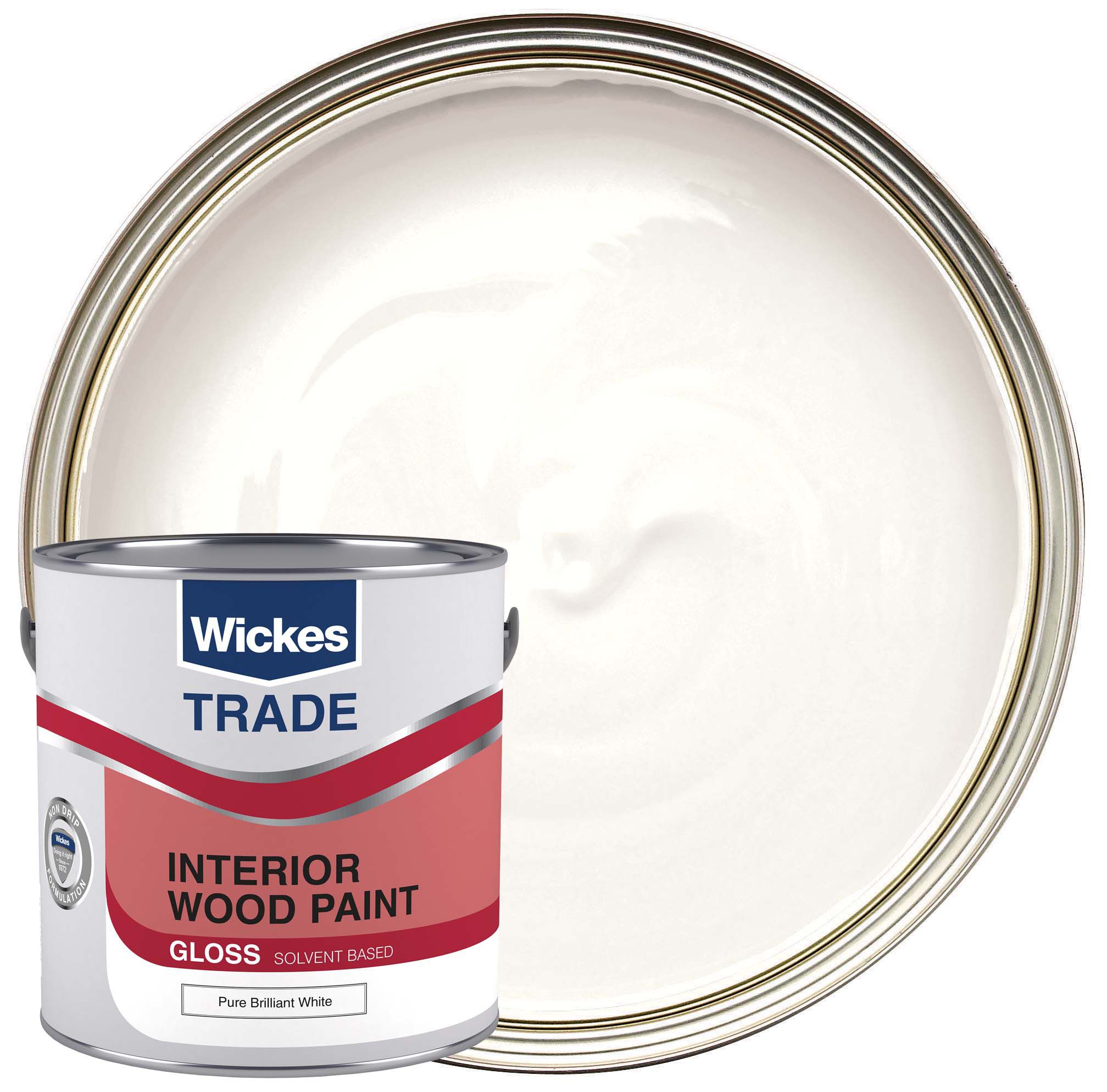Wickes Trade Non-Drip Gloss Paint - Pure Brilliant White 2.5L