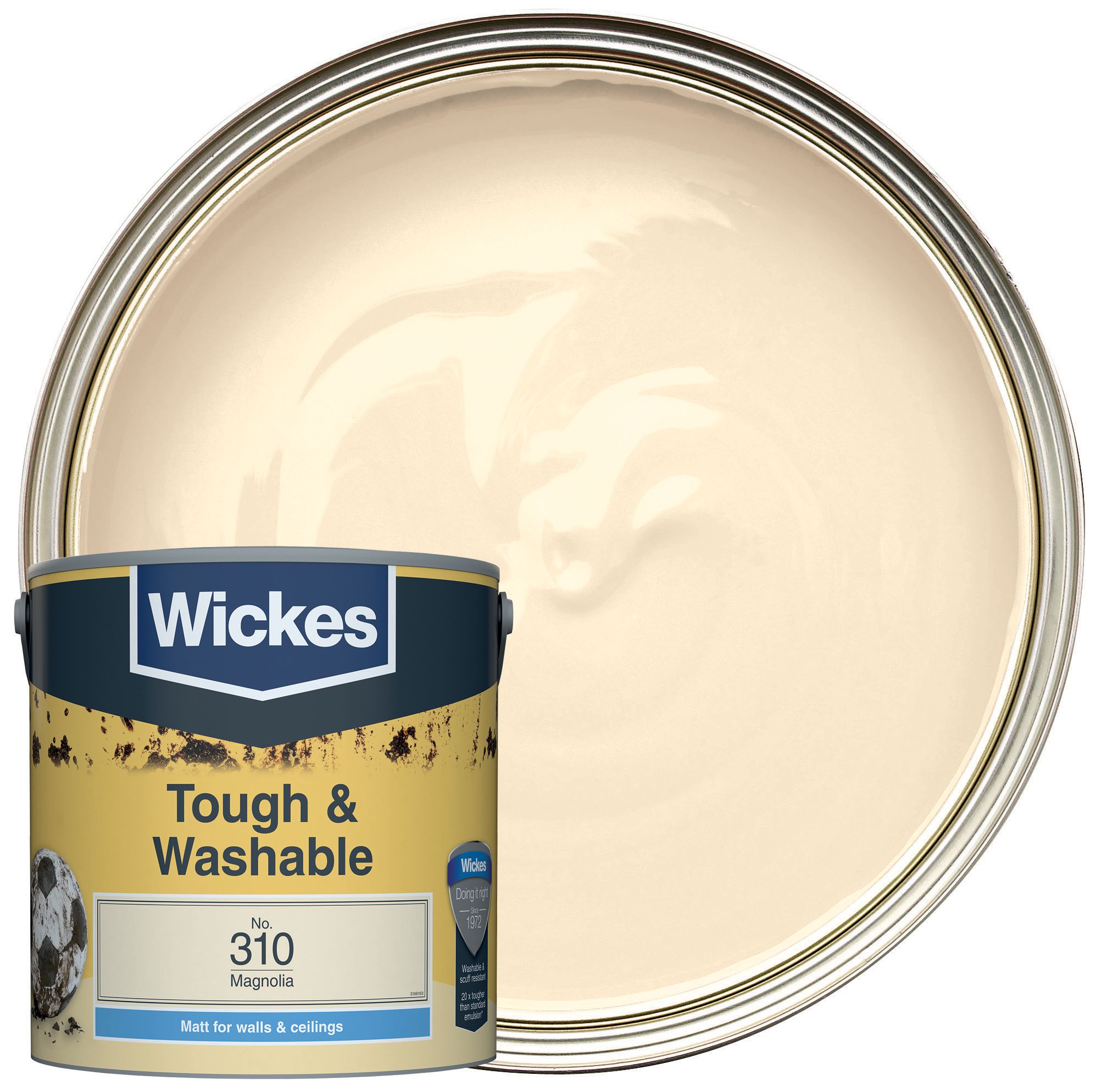 Wickes Magnolia - No.310 Tough & Washable Matt Emulsion Paint - 2.5L