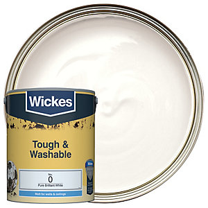 Wickes Pure Brilliant White - No. 0 Tough & Washable Matt Emulsion Paint - 5L