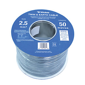 Wickes Twin & Earth Cable - 2.5mm2 x 50m