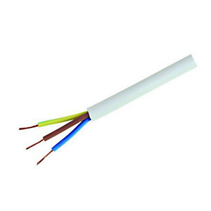 Wickes 3 Core Flexible Cable - White 0.75mm2 x 16.5m