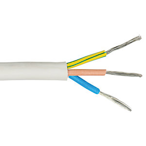 Time 3 Core Heat-Resistant Flexible Butyl Cable - White 2.5mm2 x 15m