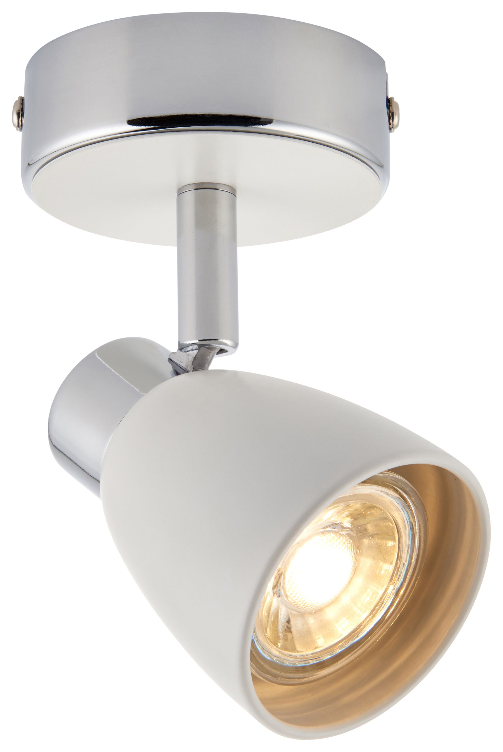 Saxby Major Single LED Spotlight - Matt White & Chrome