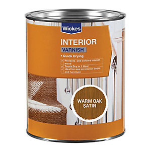 Wickes Quick Drying Interior Varnish - Warm Oak Satin 750ml