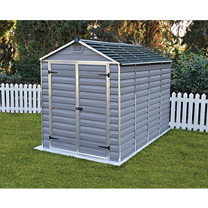 Palram - Canopia 6 x 10ft Large Double Door Plastic Apex Shed with Skylight Roof