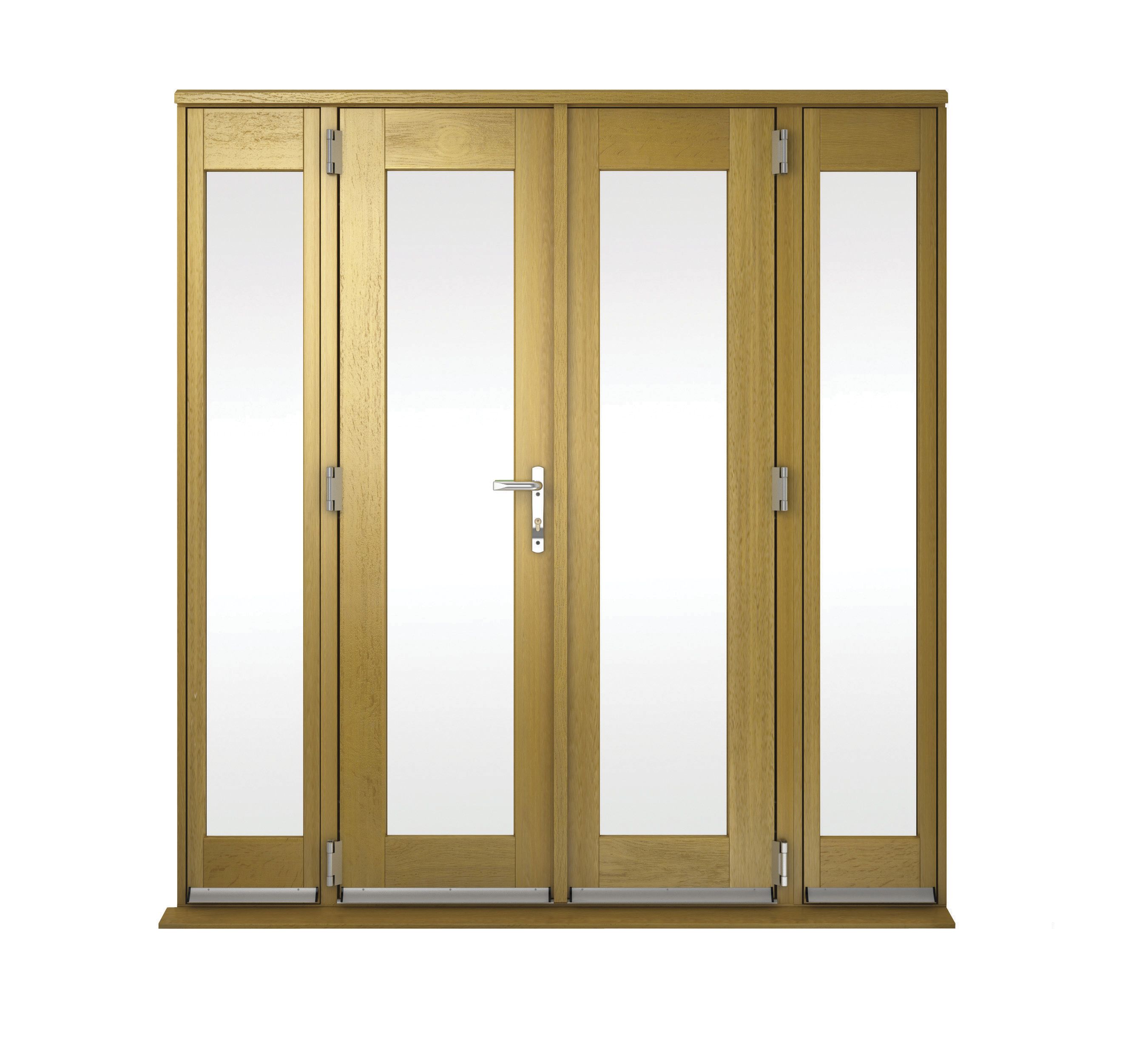 Image of Wickes Albery Pattern 10 Solid Oak Laminate French Doors 6ft with 2 Side Lites 300mm