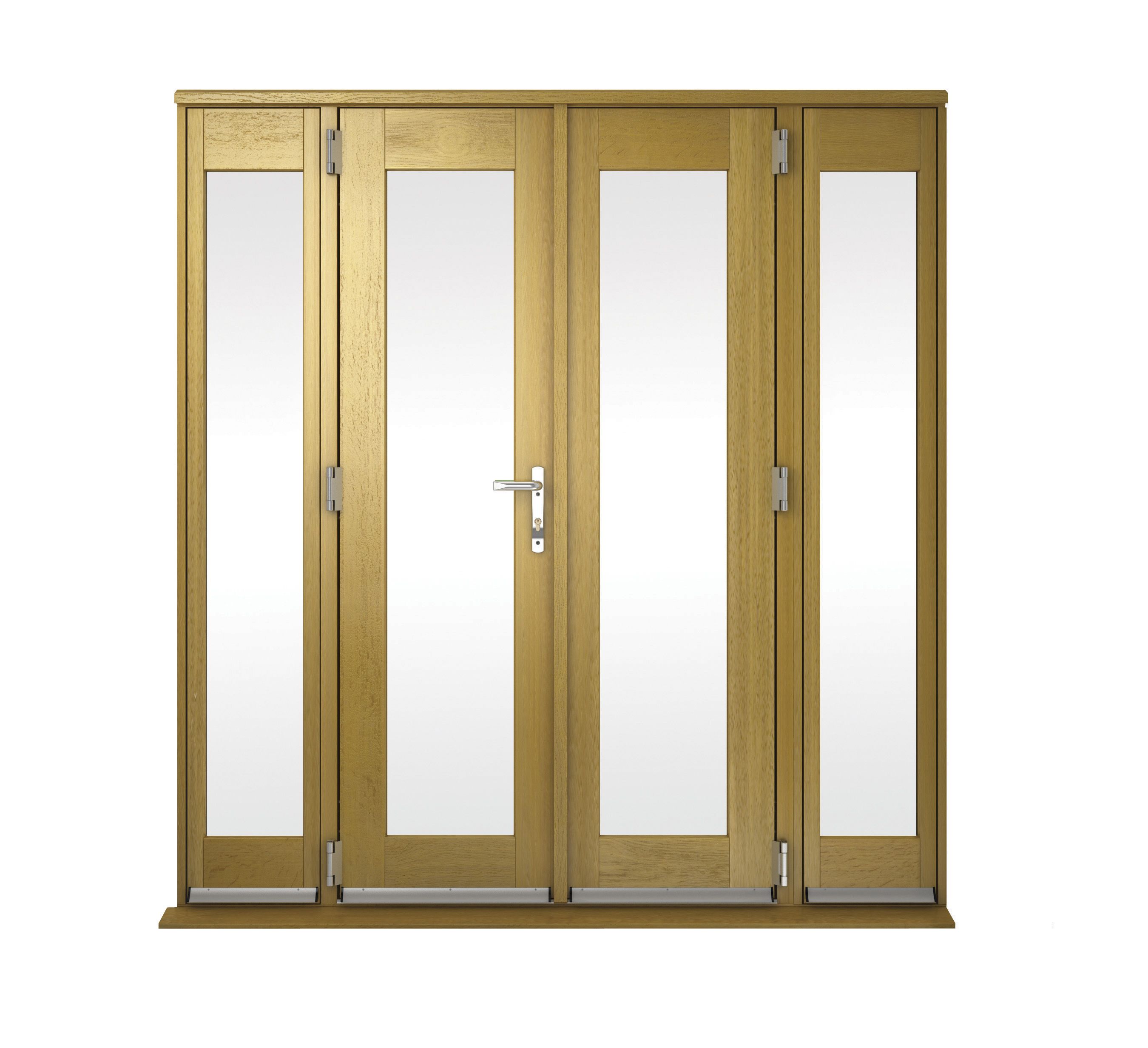 Image of Wickes Albery Pattern 10 Solid Oak Laminate French Doors 8ft with 2 Side Lites 300mm
