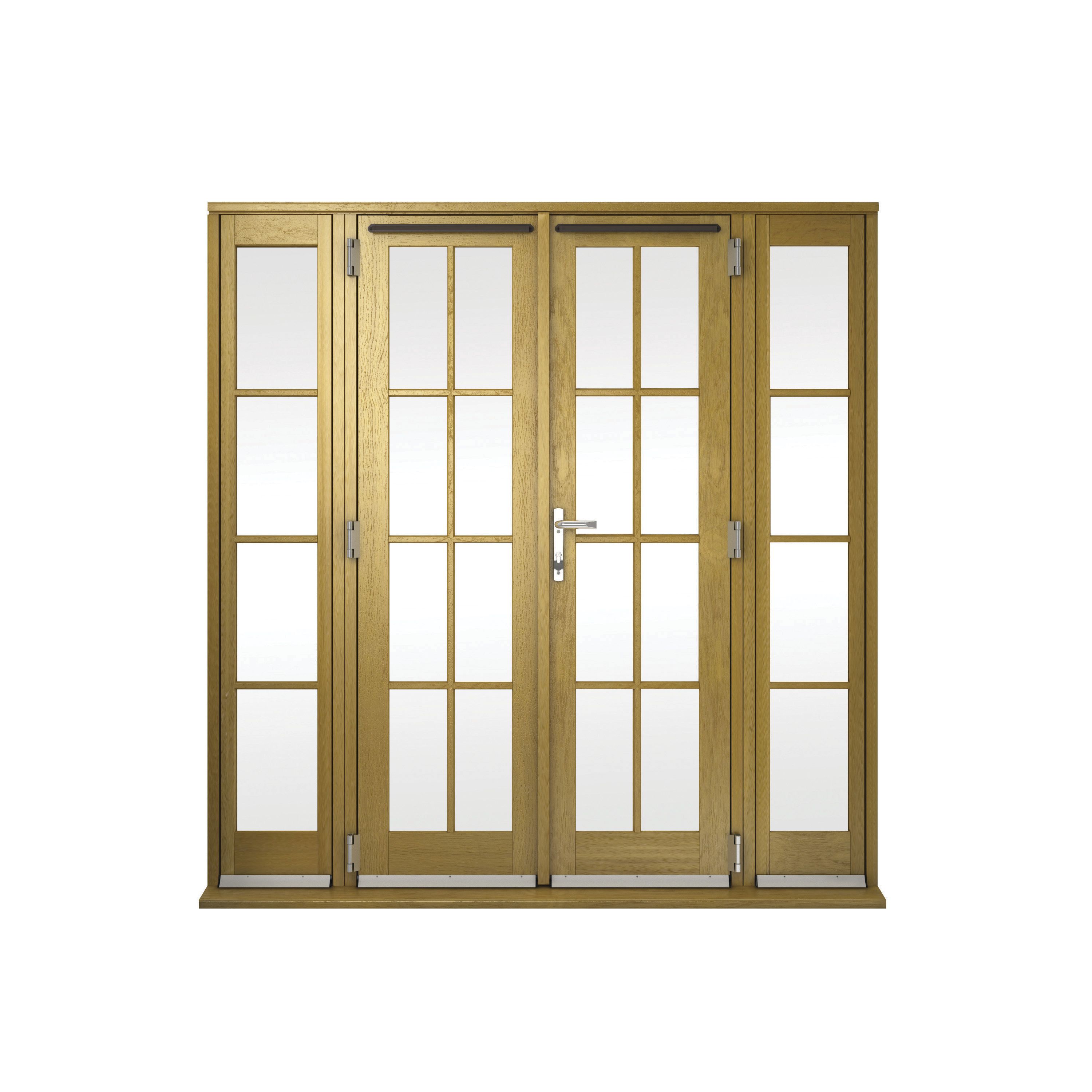 Image of Wickes Albery Georgian Bar Solid Oak Laminate French Doors 6ft with 2 Side Lites 300mm