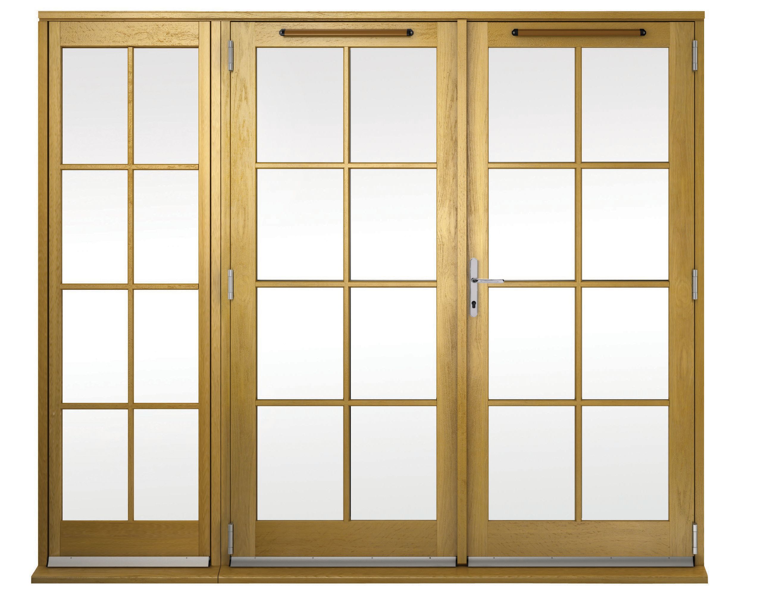 Image of Wickes Albery Georgian Bar Solid Oak Laminate French Doors 7ft with 1 Side Lite 600mm