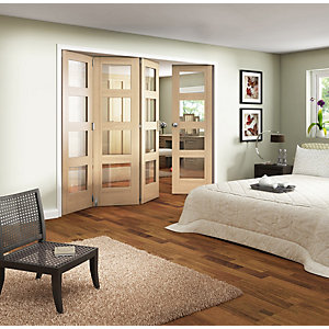 Wickes Ashton Internal Folding Door Oak Veneer Glazed 4 Lite 4 Door 2047 x 2545mm
