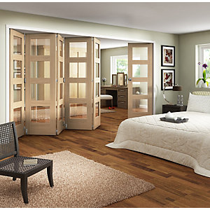 Wickes Ashton Internal Folding Door Oak Veneer Glazed 4 Lite 6 Door 2047 x 3771mm