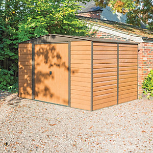 Rowlinson Woodvale 10 x 8ft Large Double Door Metal Apex Shed without Floor