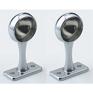 Wickes Interior Deluxe End Rail Bracket - 25mm Chrome Pack of 2