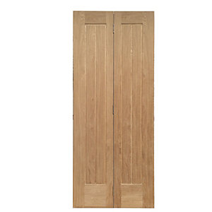 Wickes Geneva Oak Cottage 5 Panel Internal Bi-fold Door - 1981mm x 686mm