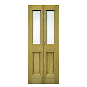 Wickes Cobham Glazed Oak 4 Panel Internal Bi-fold Door - 1981mm x 762mm